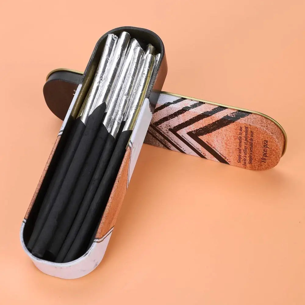10 Pcs Willow Charcoal Sticks With Tinfoil Tinted