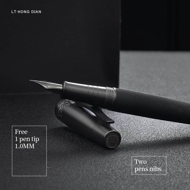 LT Hongdian 6013 Black Metal Fountain Pen Titanium Black