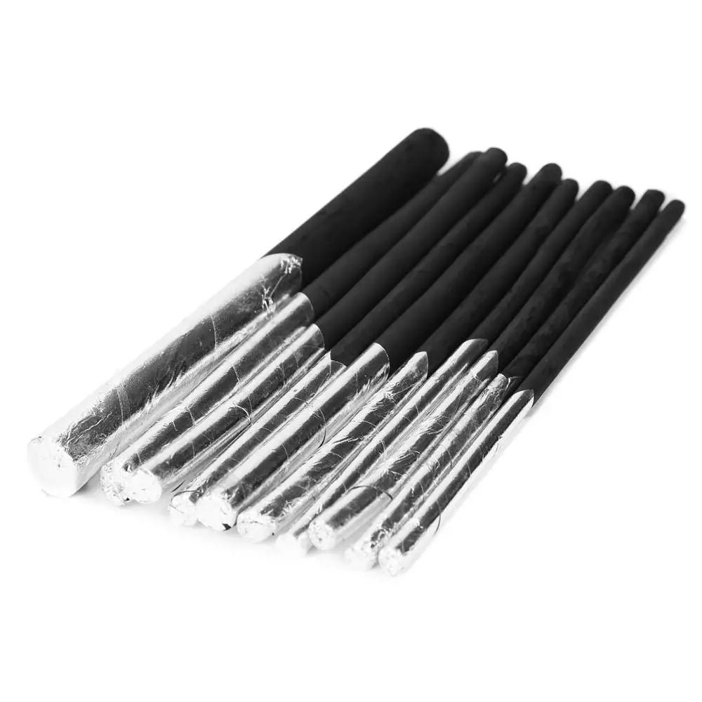 10 Pcs Willow Charcoal Sticks With Tinfoil Tinted