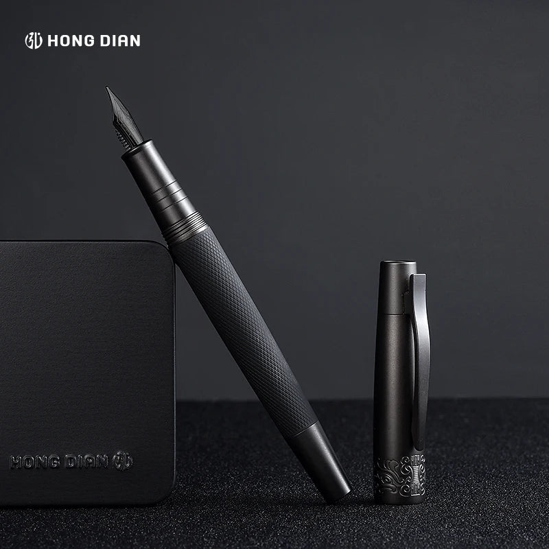 LT Hongdian 6013 Black Metal Fountain Pen Titanium Black