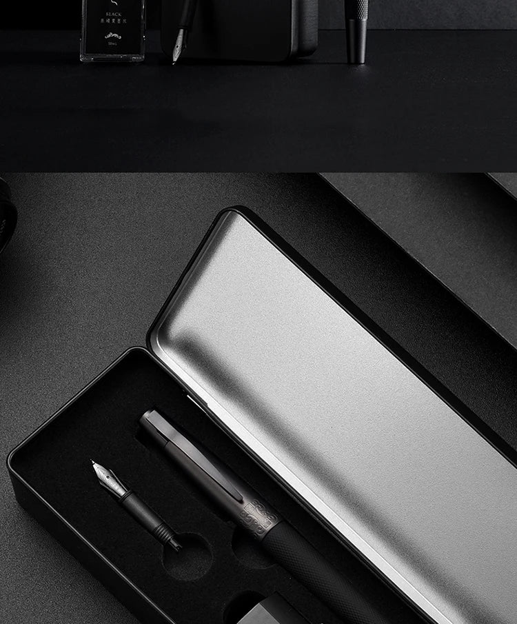 LT Hongdian 6013 Black Metal Fountain Pen Titanium Black