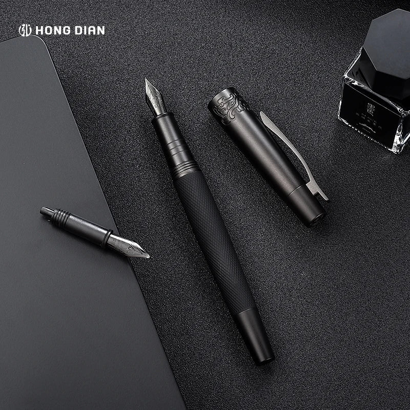 LT Hongdian 6013 Black Metal Fountain Pen Titanium Black