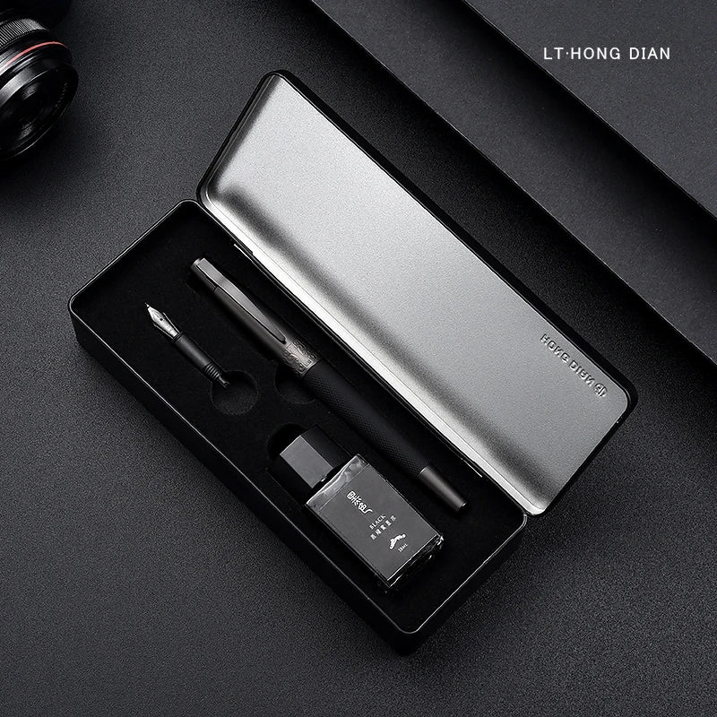 LT Hongdian 6013 Black Metal Fountain Pen Titanium Black