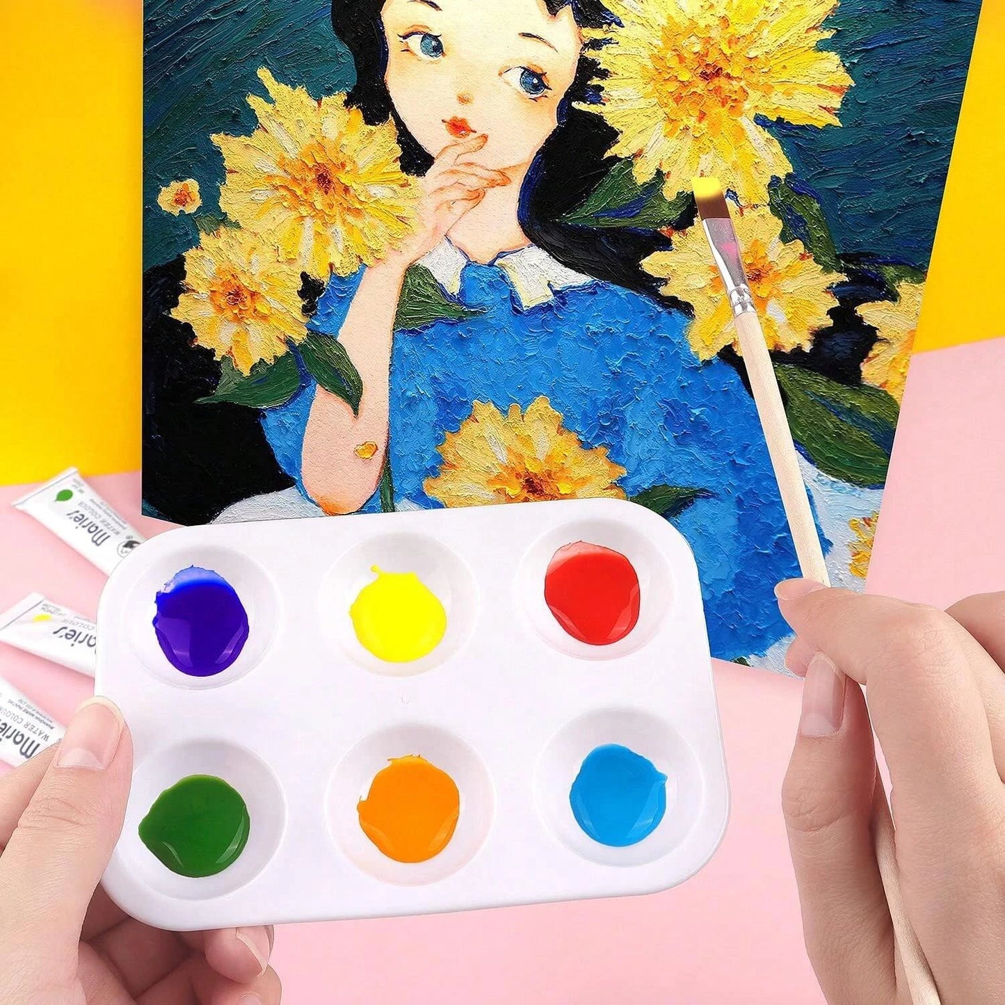 8pcs White Plastic Paint Palettes