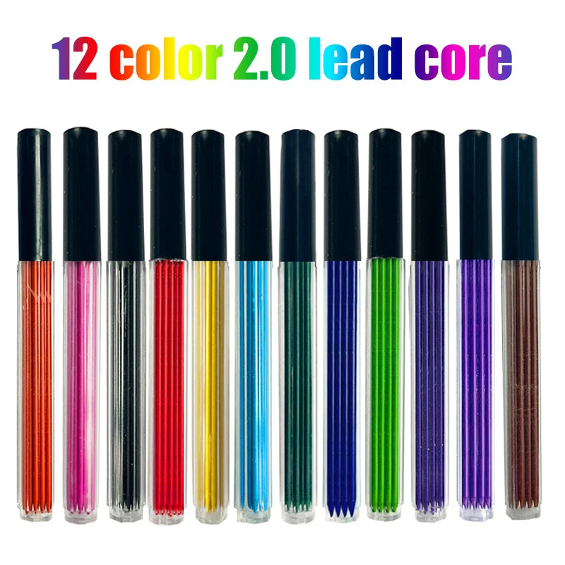 12 Colours 2.0mm HB Replaceable Lead for Automatic Pencils