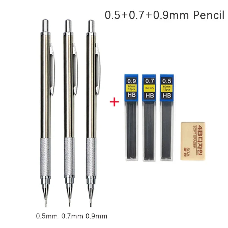 Mechanical Pencil Set 0.3, 0.5, 0.7, 0.9, 1.3, 2.0 mm