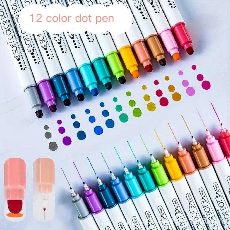 6Pcs/Set Double Tip Pen
