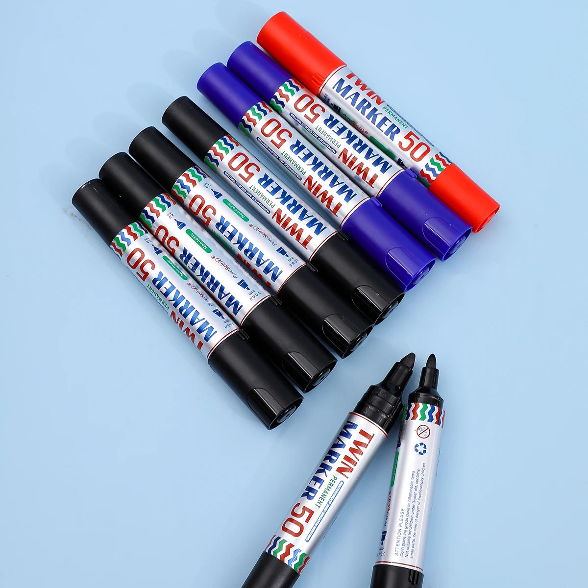 3pcs Waterproof Large Permanent Markers Dual Tips 2-6mm