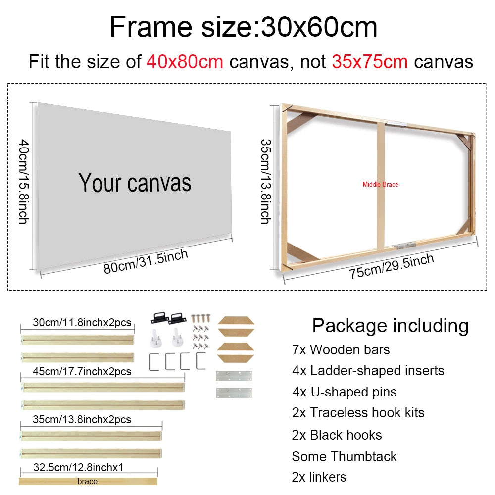 Wooden Frames 30x40 40x50 60x90cm