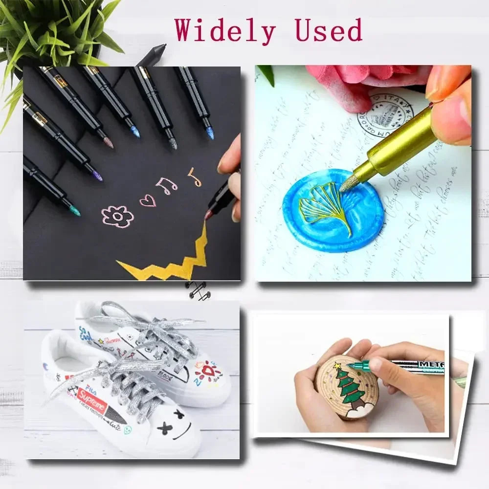 6Pcs Brush Metallic Marker Pens