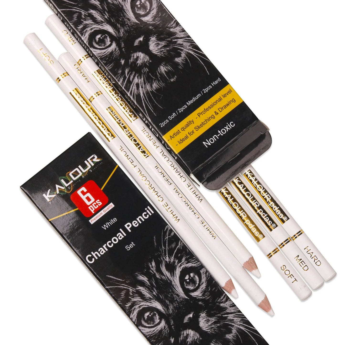 Coloured Charcoal Pencils Set, 6/12 Pcs