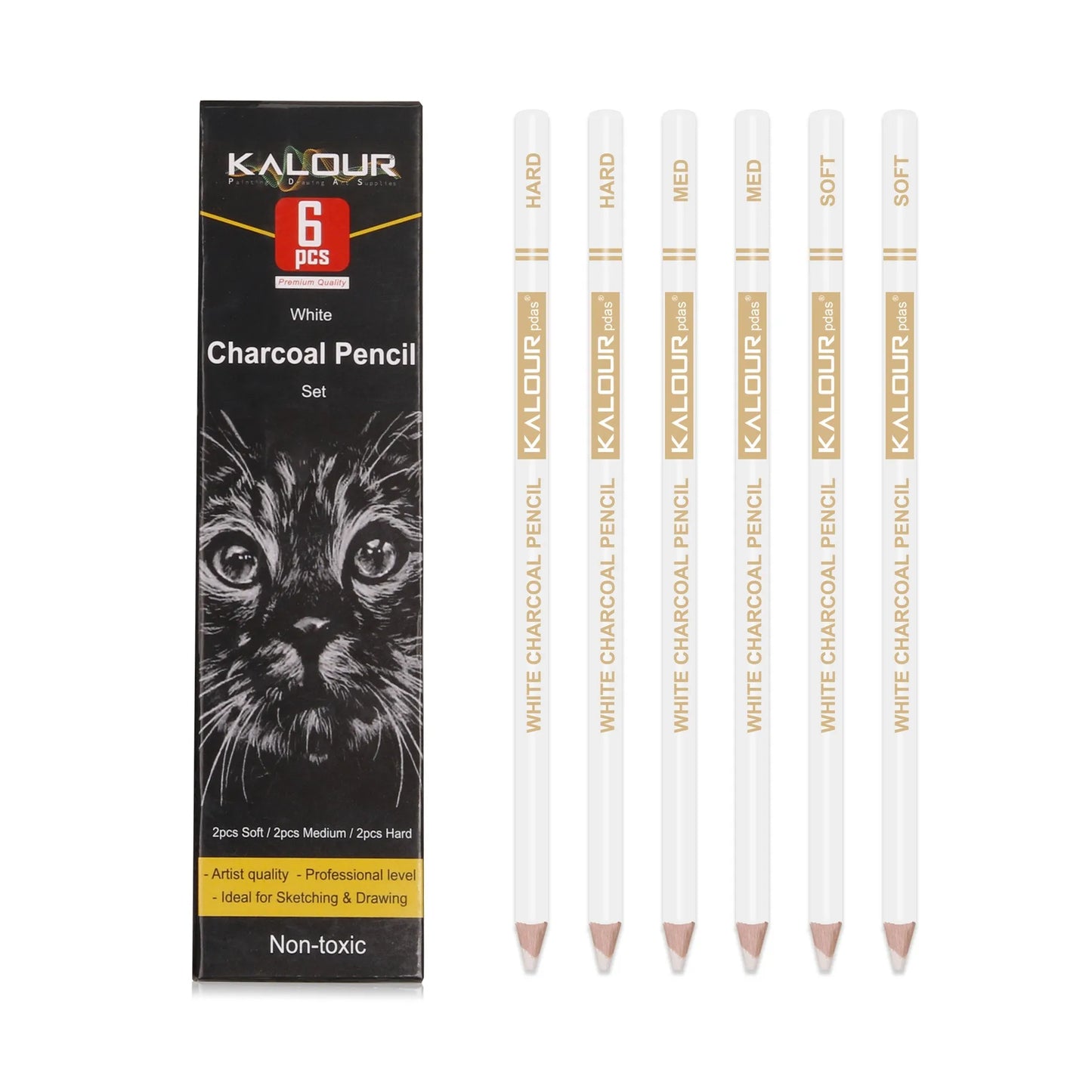 Coloured Charcoal Pencils Set, 6/12 Pcs