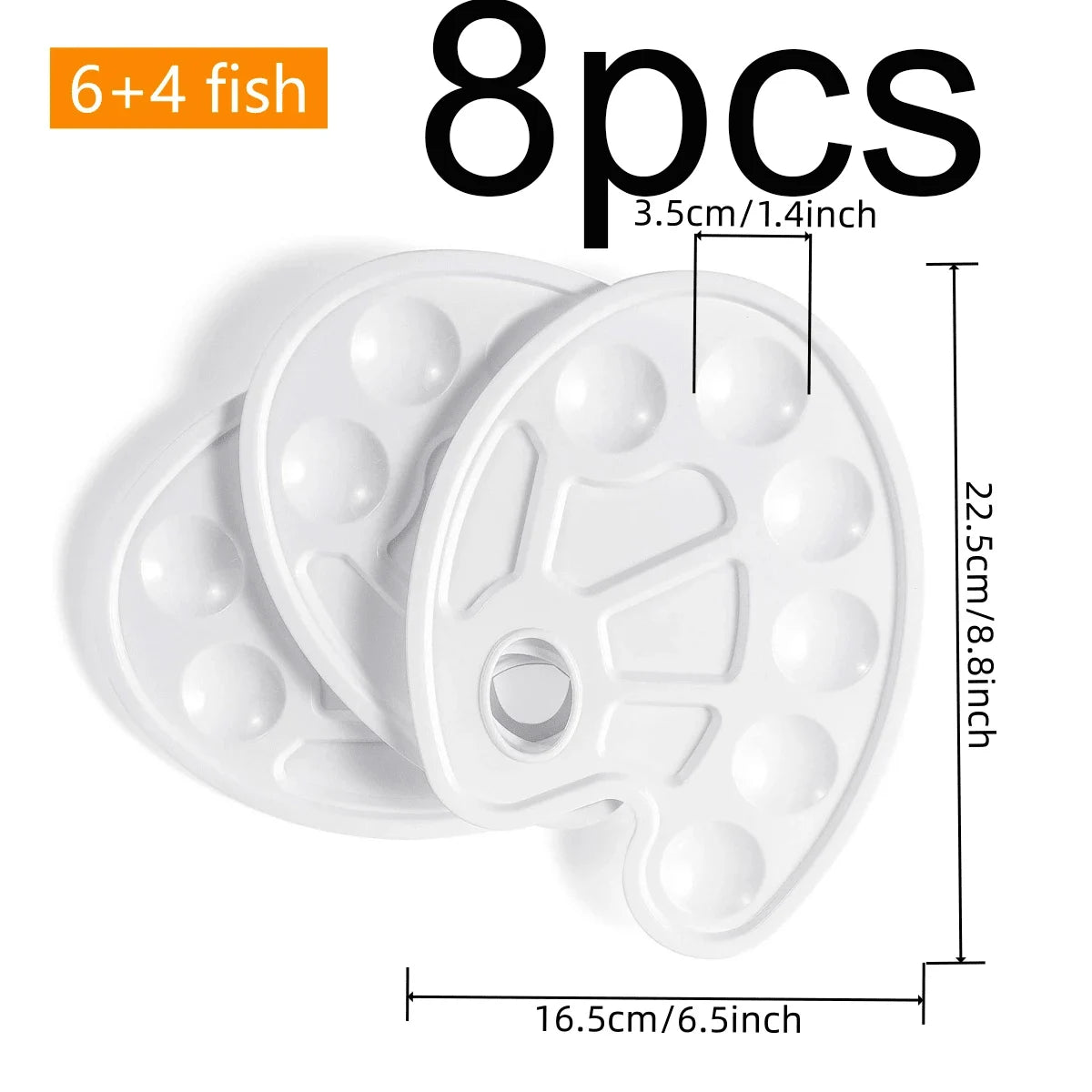 8pcs White Plastic Paint Palettes