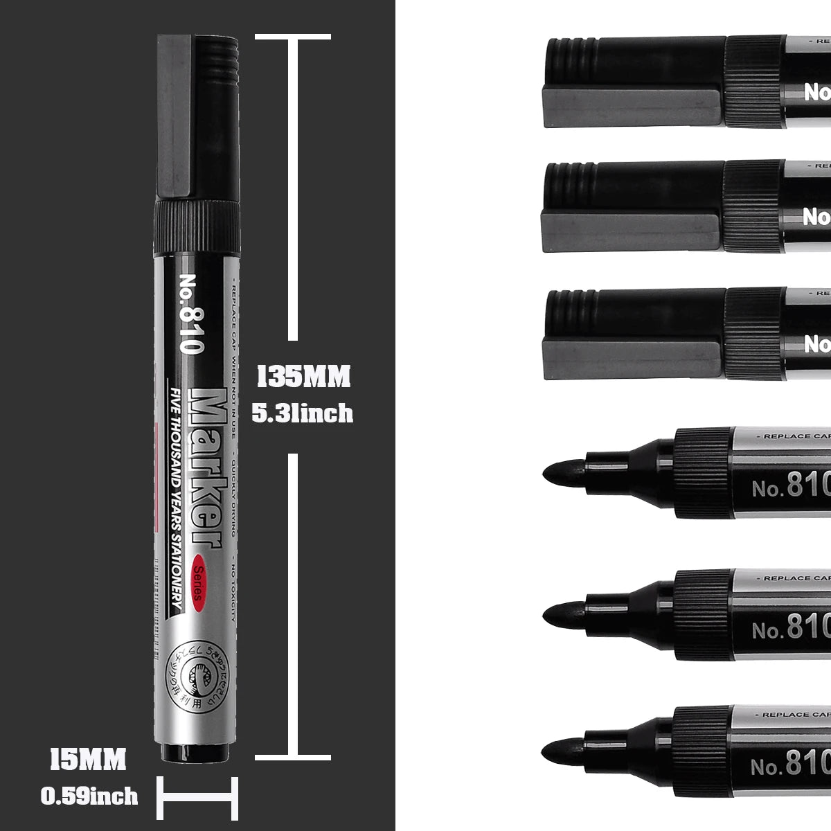 2/5pcs Permanent Oily Marker Pen Black