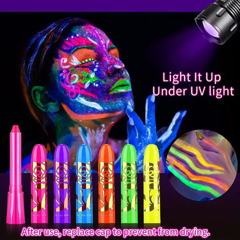 6Pcs UV Neon Face Painting Kit