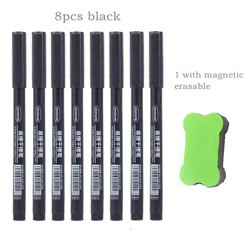 8pcs Erasable Whiteboard Pens 0.5mm