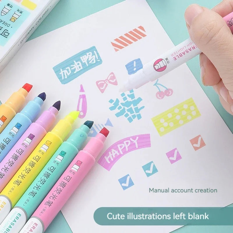6pcs Erasable Highlighters Pastel