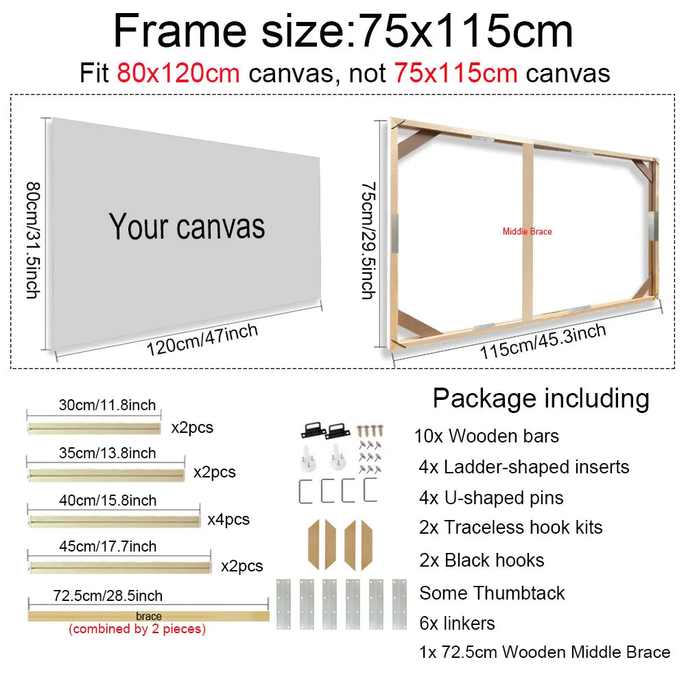 Wooden Frames 30x40 40x50 60x90cm