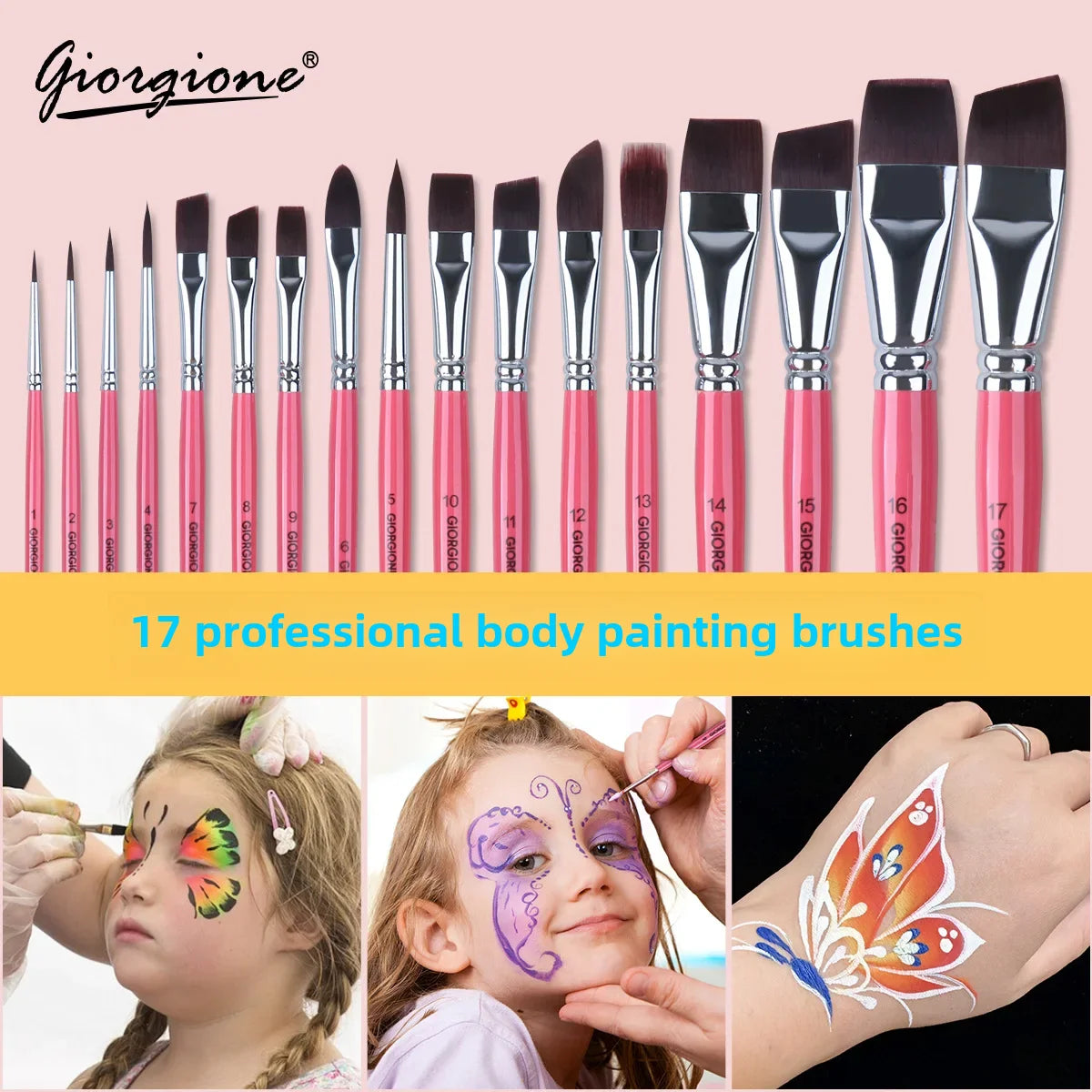 Body Painting Brushes Set 17-Pcs Suitable For Children