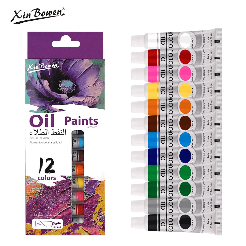 Oil Paint Set for Fabric Clothing, Nail Glass Drawing 9mL