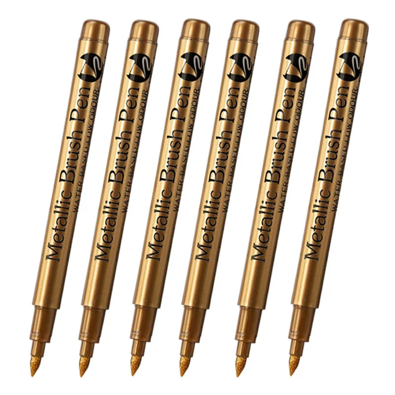 6Pcs Brush Metallic Marker Pens