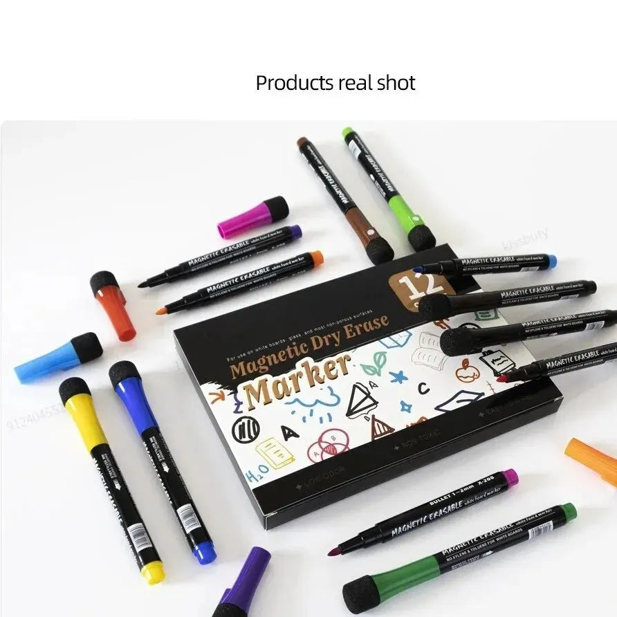 Children 12 Colours Magnetic Whiteboard Marker