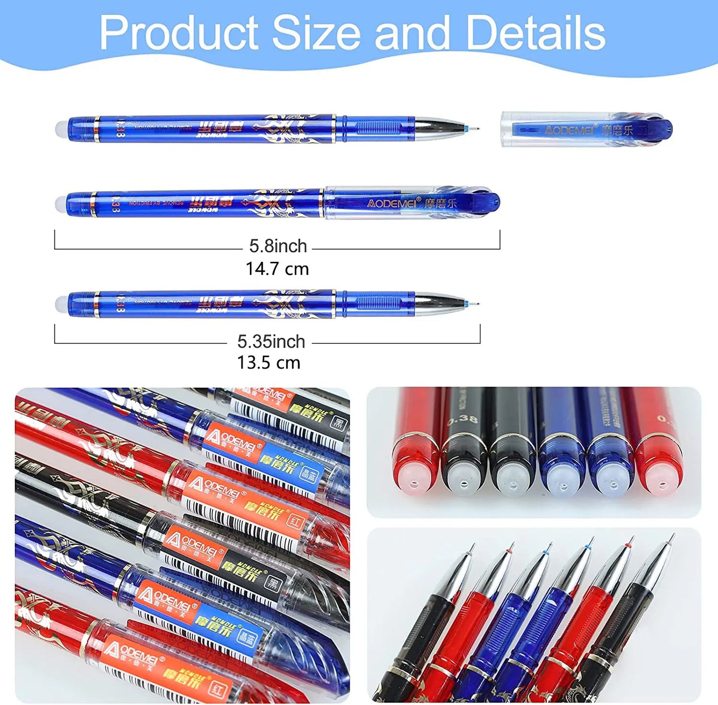 26 Pcs/Set Erasable Gel Pens 0.35mm