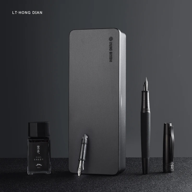 LT Hongdian 6013 Black Metal Fountain Pen Titanium Black