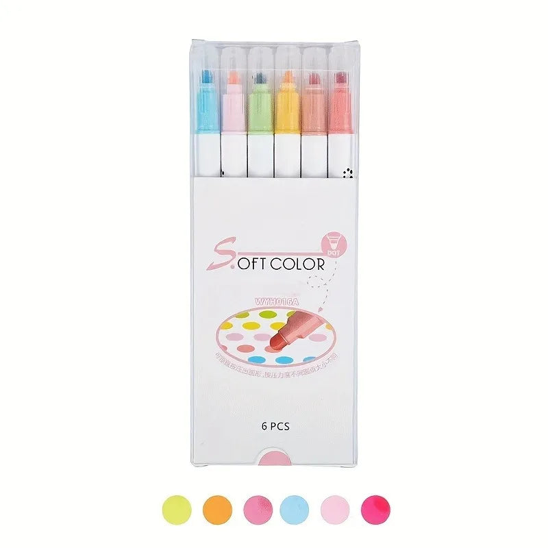 6Pcs/Set Double Tip Pen