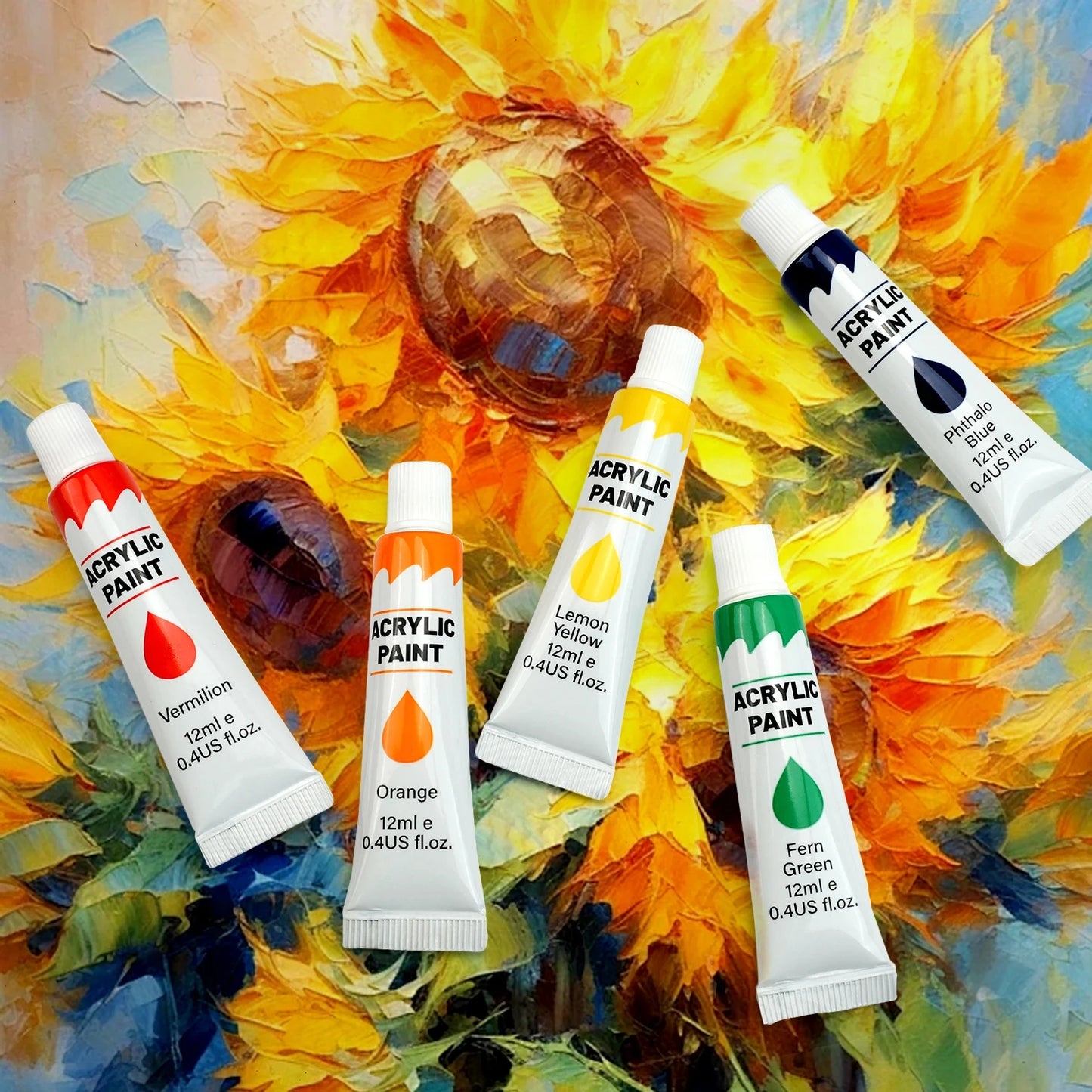 Acrylic Paints Set - 12/24 Colours 12ml