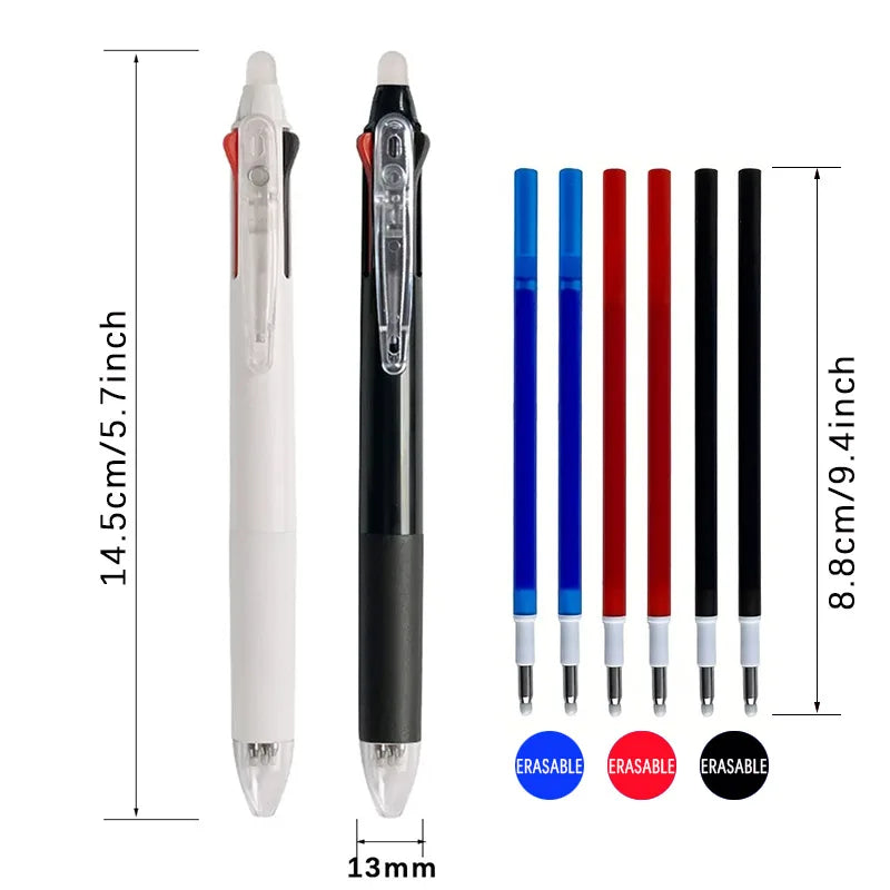 3 in 1 Erasable Gel Pen Set 0.5mm Black Blue Red