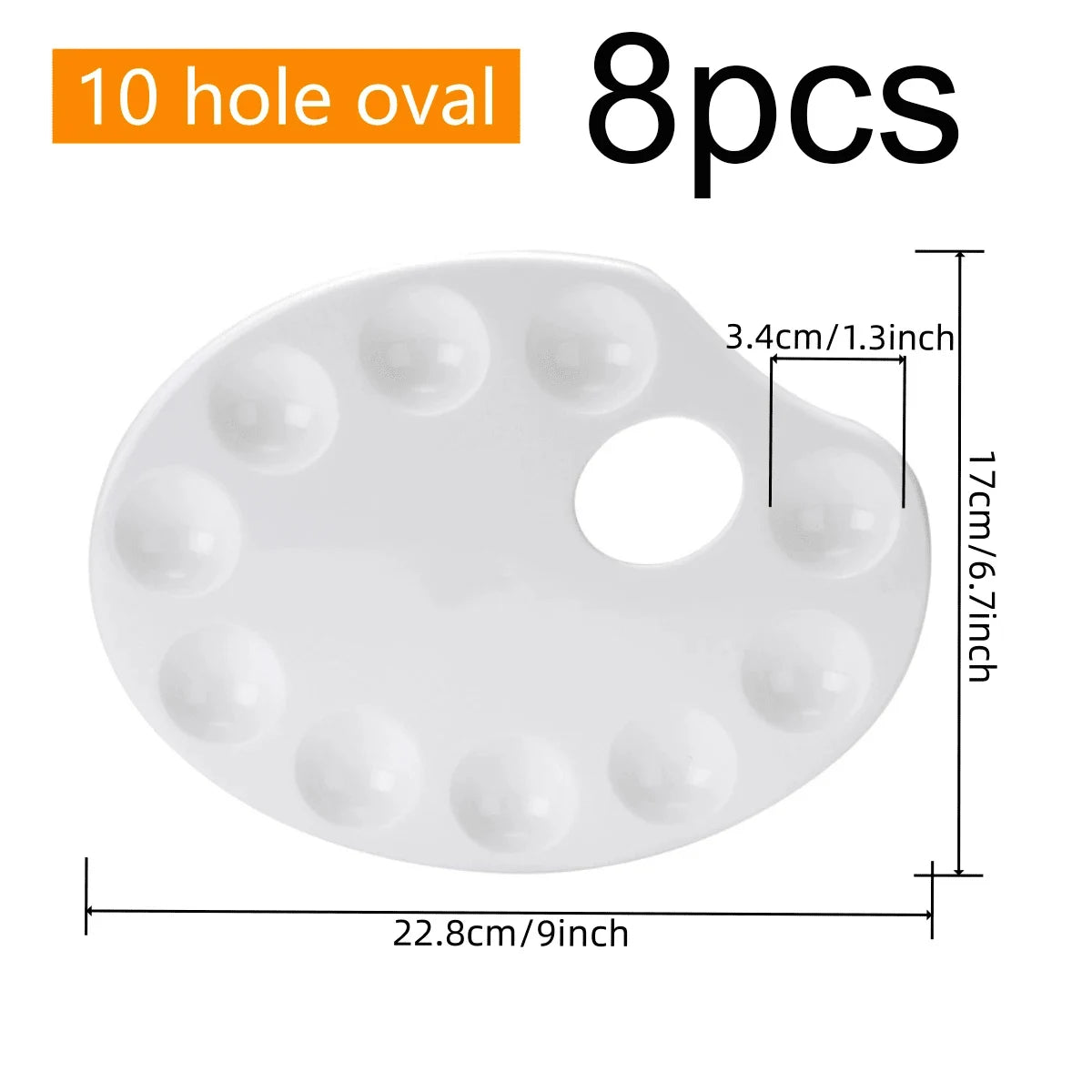8pcs White Plastic Paint Palettes