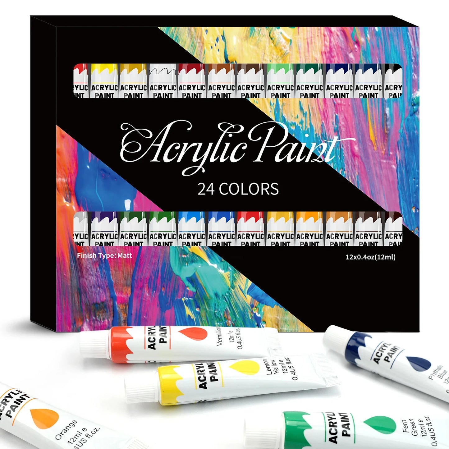 Acrylic Paints Set - 12/24 Colours 12ml
