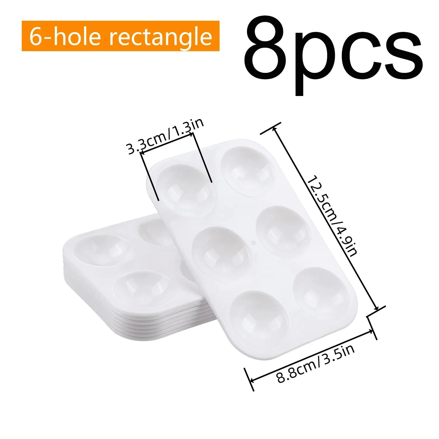 8pcs White Plastic Paint Palettes