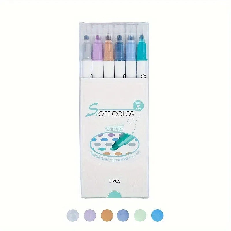 6Pcs/Set Double Tip Pen