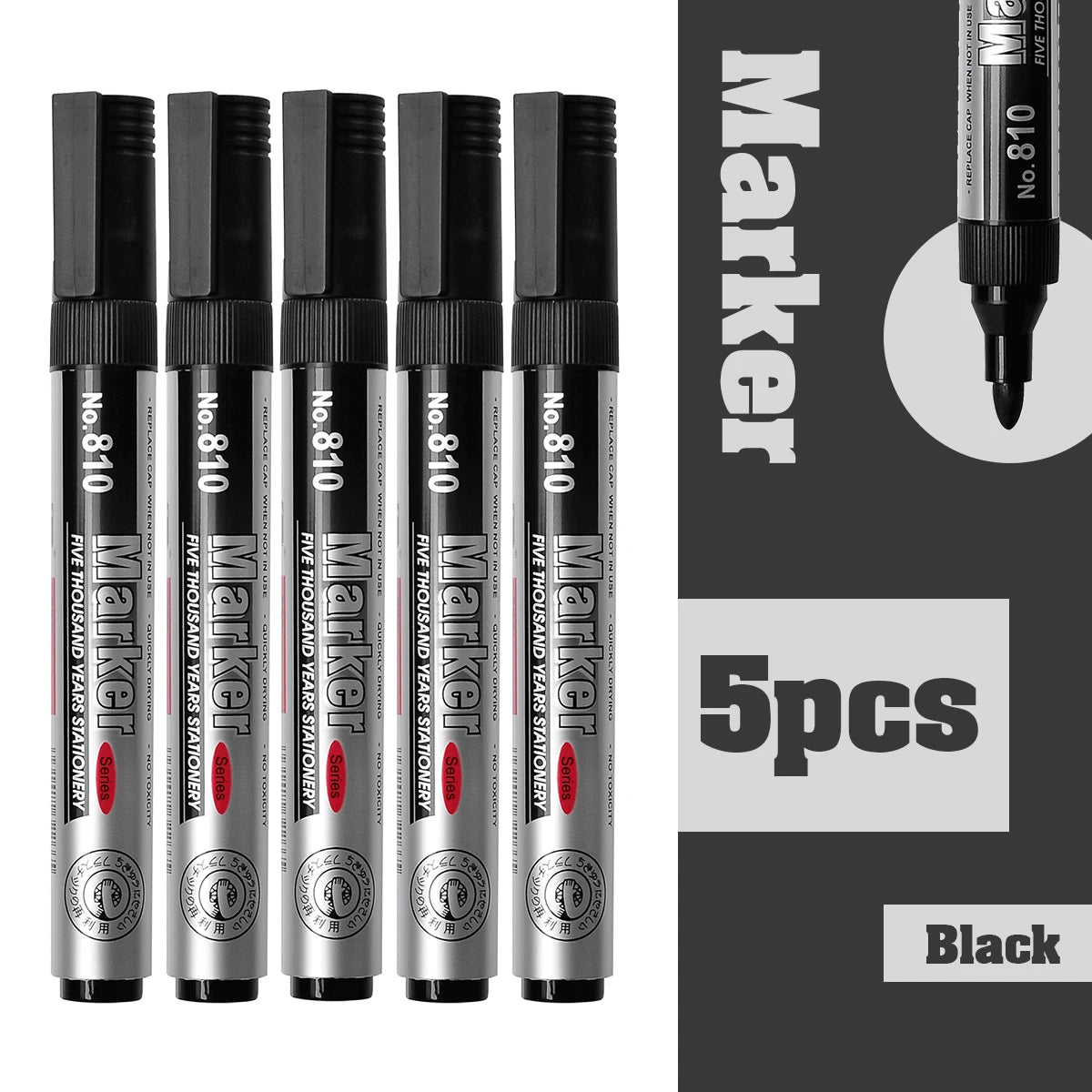 2/5pcs Permanent Oily Marker Pen Black