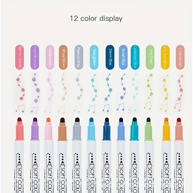 6Pcs/Set Double Tip Pen