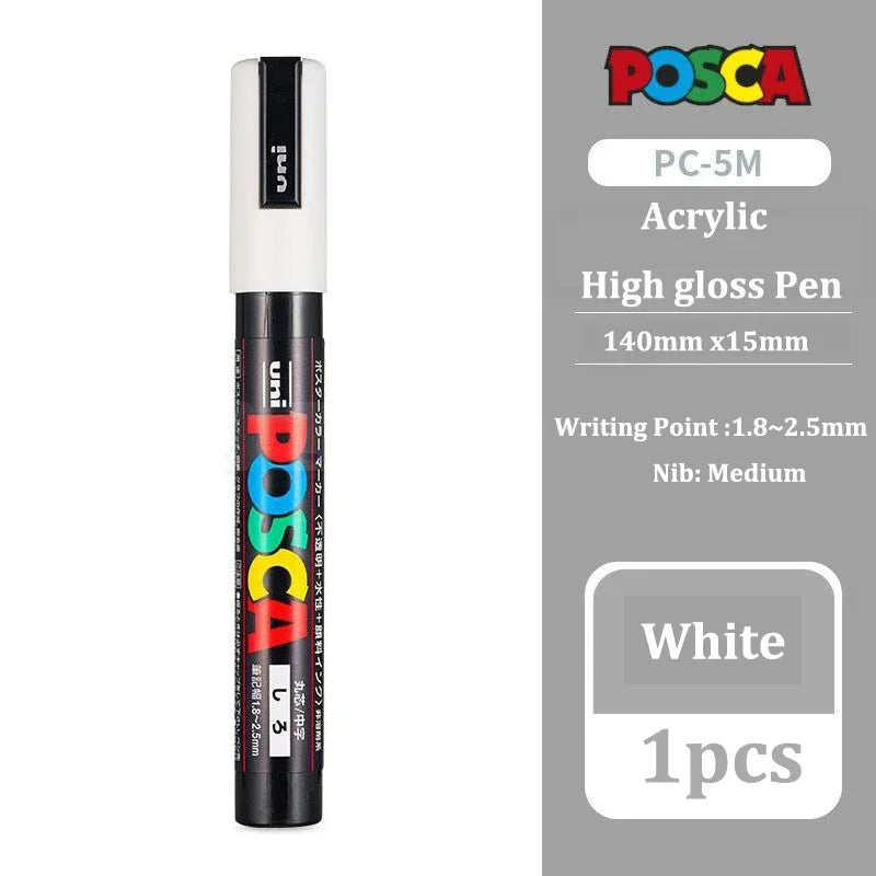 UNI POSCA Marker Pen White Black
