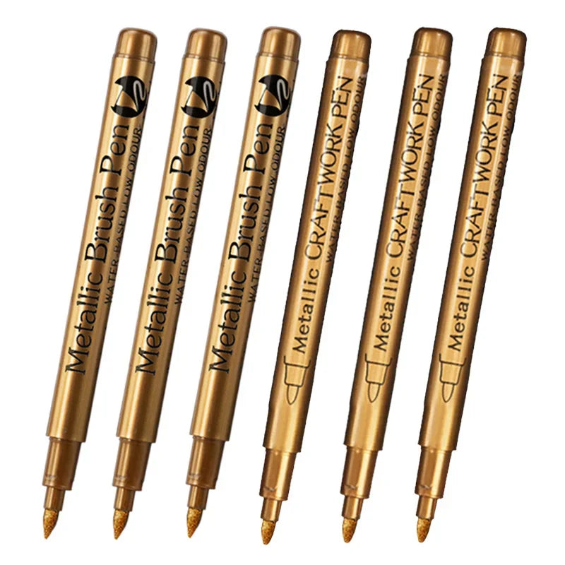 6Pcs Brush Metallic Marker Pens