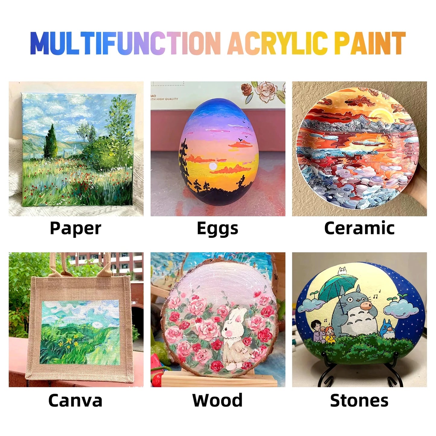 Acrylic Paints Set - 12/24 Colours 12ml