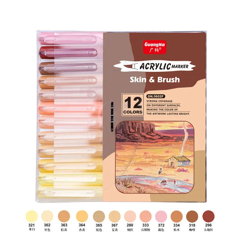 12 Colours Skin Colour Acrylic Markers