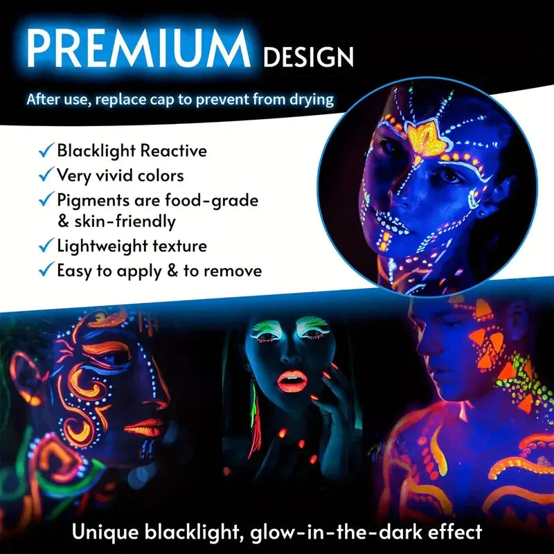 6Pcs UV Neon Face Painting Kit