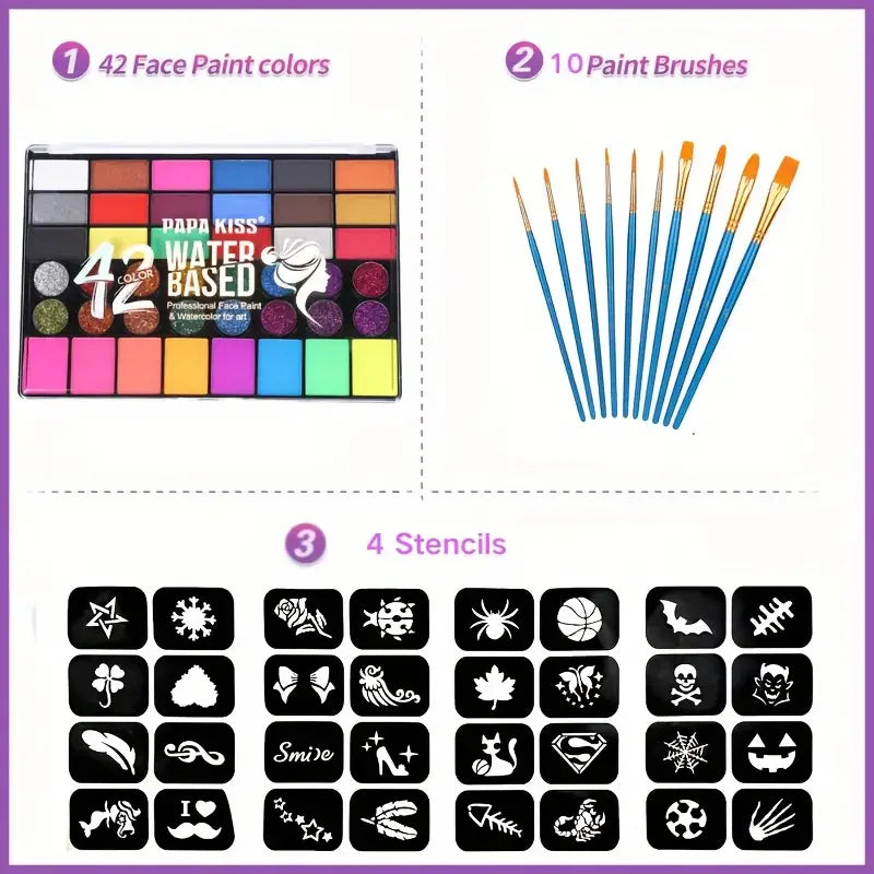 42 Colours Face Body Painting Set UV