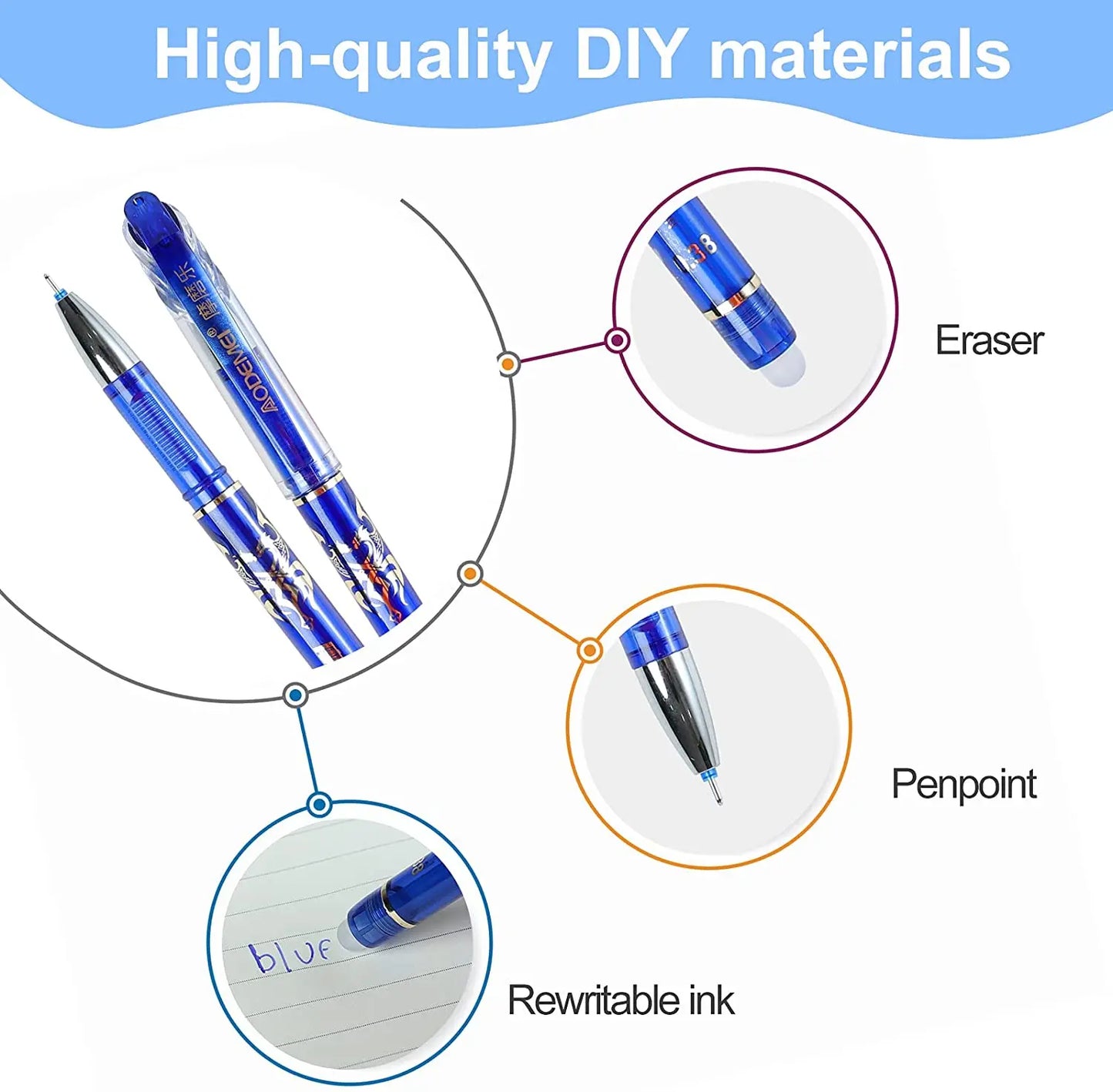26 Pcs/Set Erasable Gel Pens 0.35mm