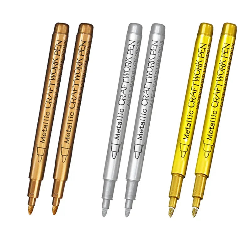 6Pcs Brush Metallic Marker Pens