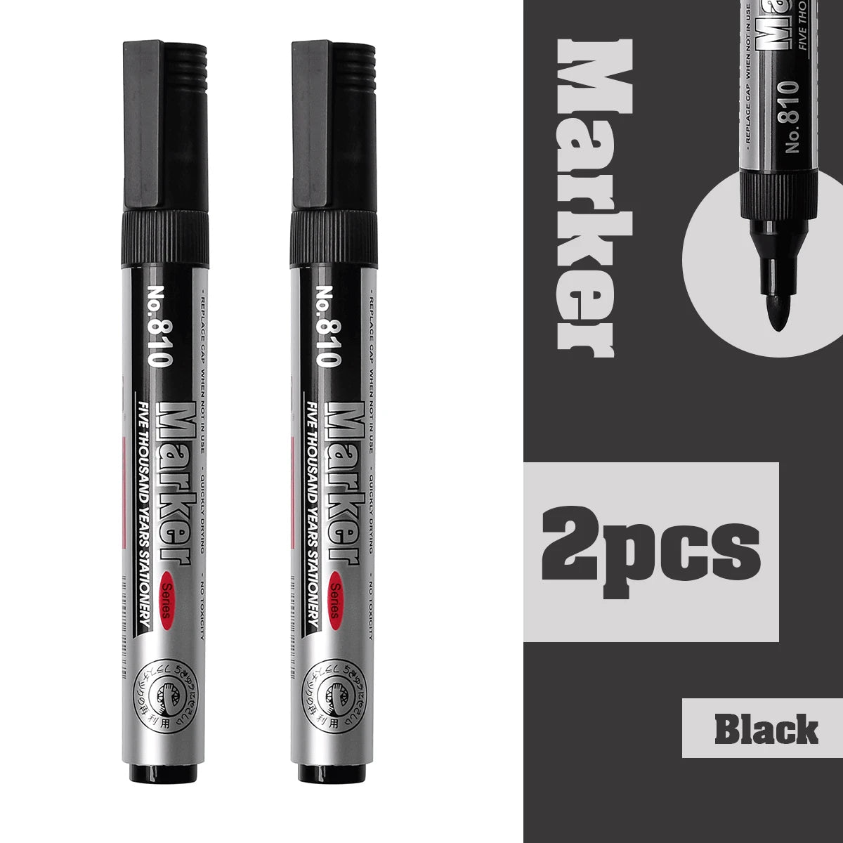 2/5pcs Permanent Oily Marker Pen Black