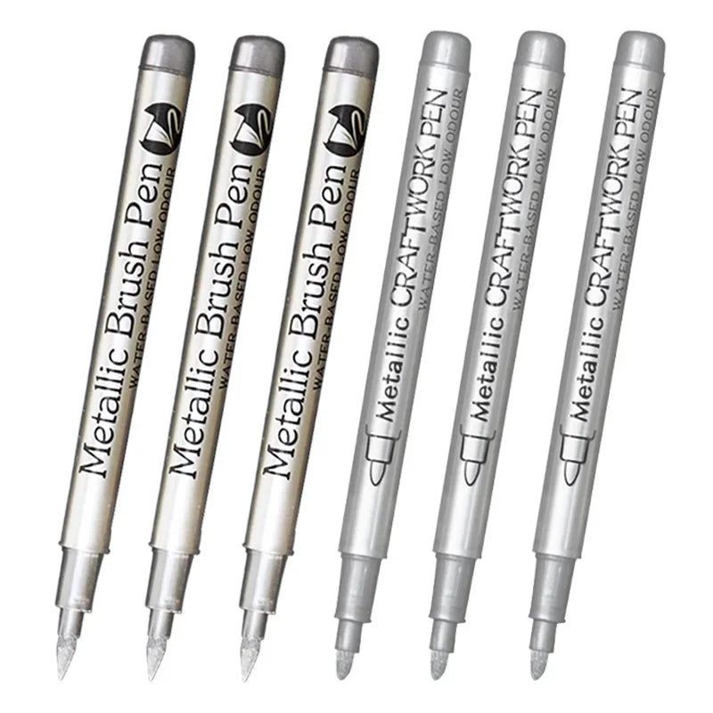 6Pcs Brush Metallic Marker Pens