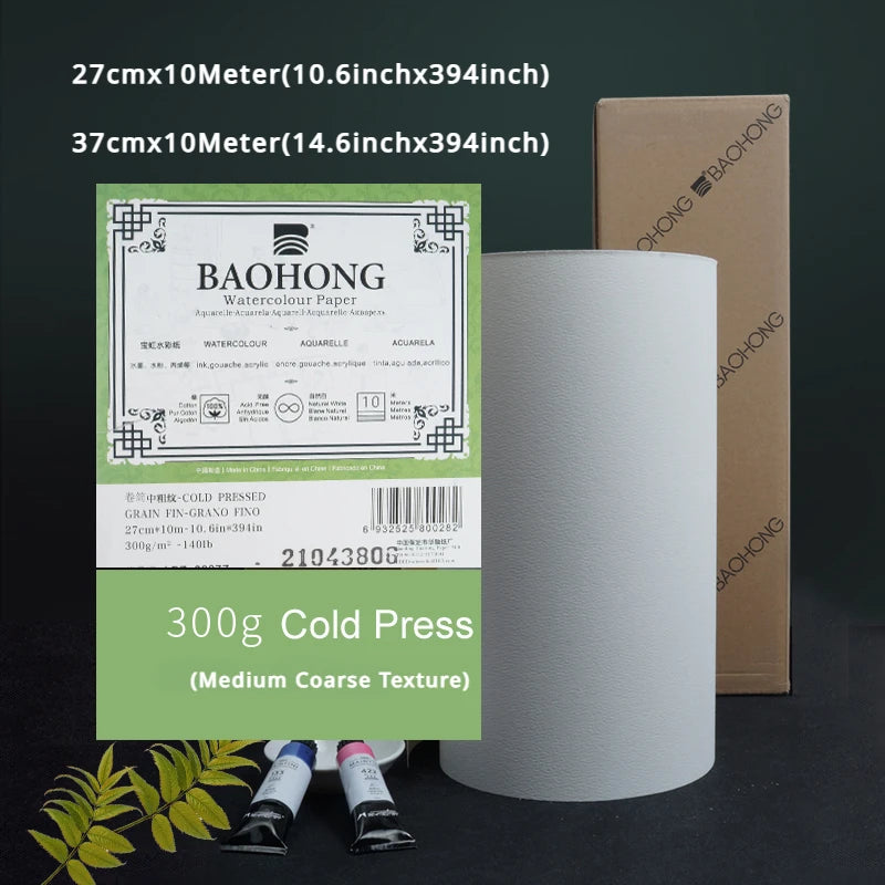 Watercolour Paper Roll 300g Natural White 100% Cotton