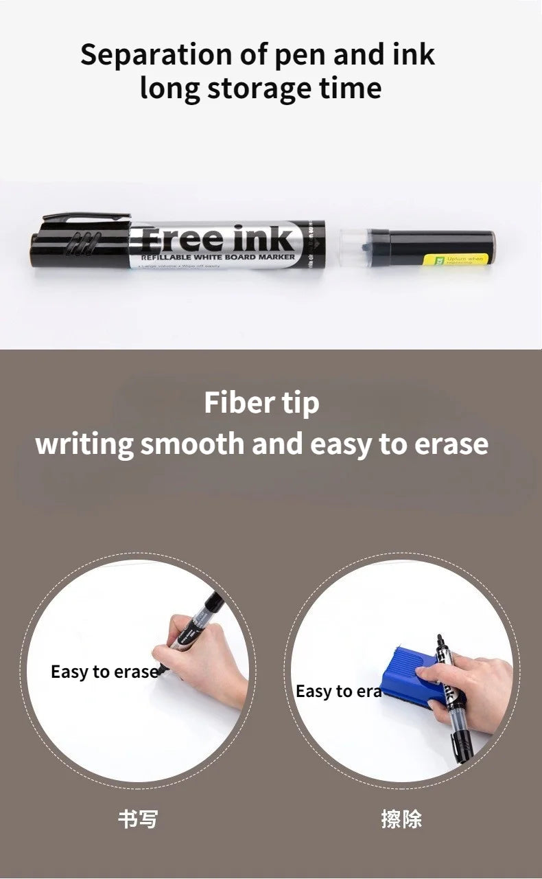 10 Pcs Erasable Whiteboard Markers