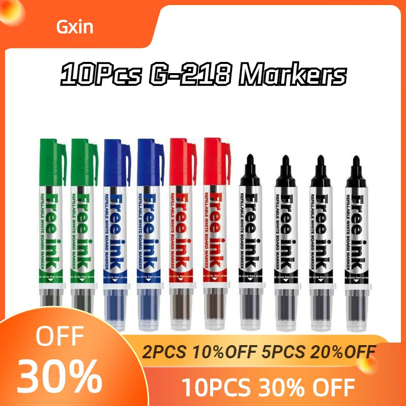 10 Pcs Erasable Whiteboard Markers
